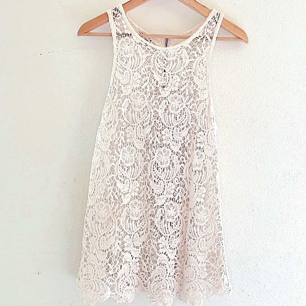 White crochet lace tank